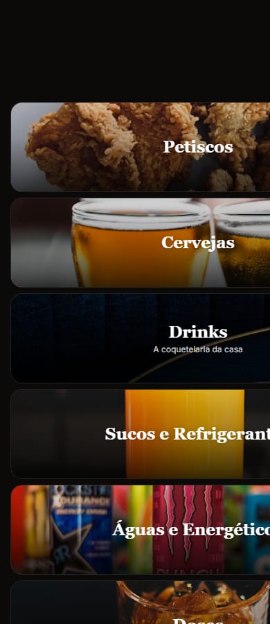 Cardápio de bar no ComandaPRO